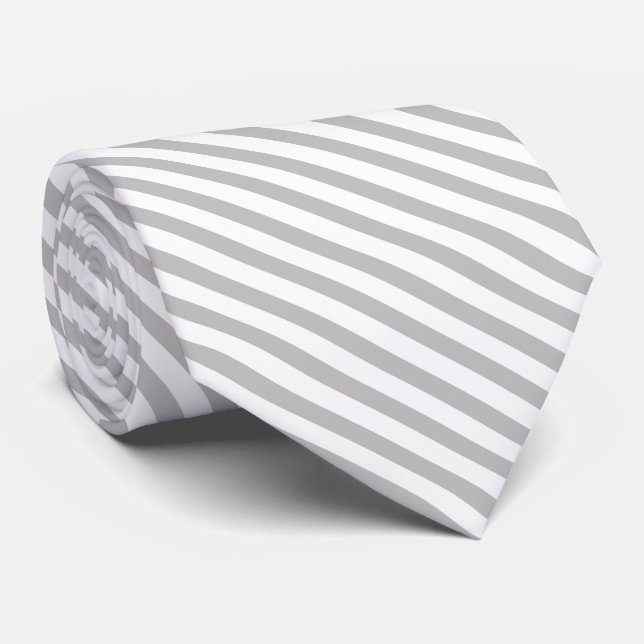 Light Grått and White Diagonal Rand Neck Tie Slips (Rullad)