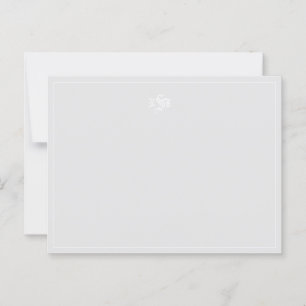 Light Grått and White Monogrammed Note Vykort