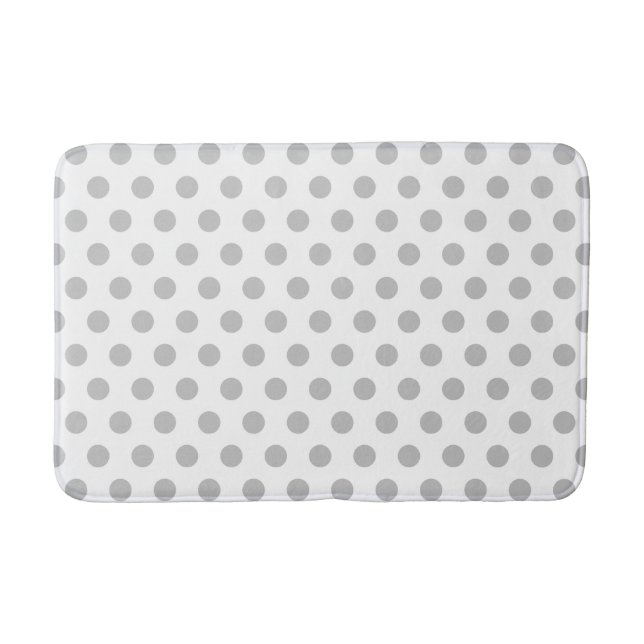 Light Grått and White Polka Dot Bath Mat Badrumsmatta (Framsidan)