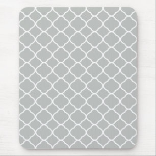 Light Grått and White Quatrefoil Geometric Mönster Musmatta