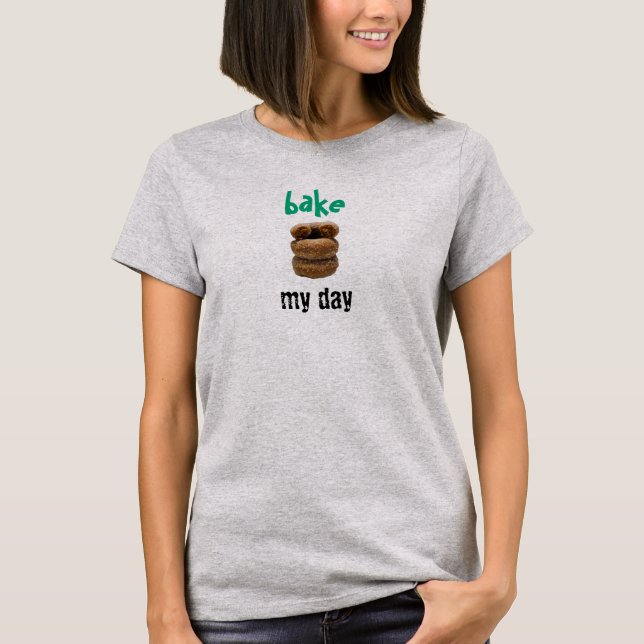Light Grått Bake My Day T Shirt (Framsida)