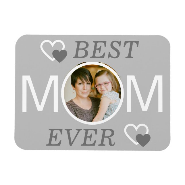 Light Grått Bästa Mamma någonsin-fotot för Personl Magnet (Horisontell)
