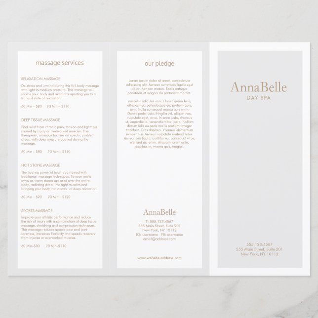 Light Grått Beauty Hair Salon Spa TriFold Brochure (Framsida)