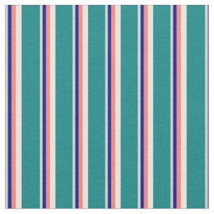 Light Grått, Blue, Salmon, White och Teal Mönster Tyg