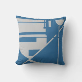 Light Grått Bright Blue Geometric Abstrakt Kudde