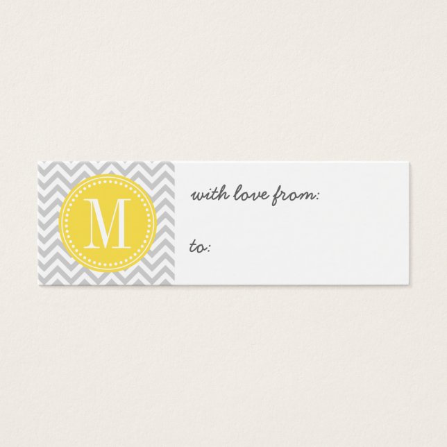 Light Grått Chevron Zigzag Personlig Monogram Litet Visitkort (Framsidan)