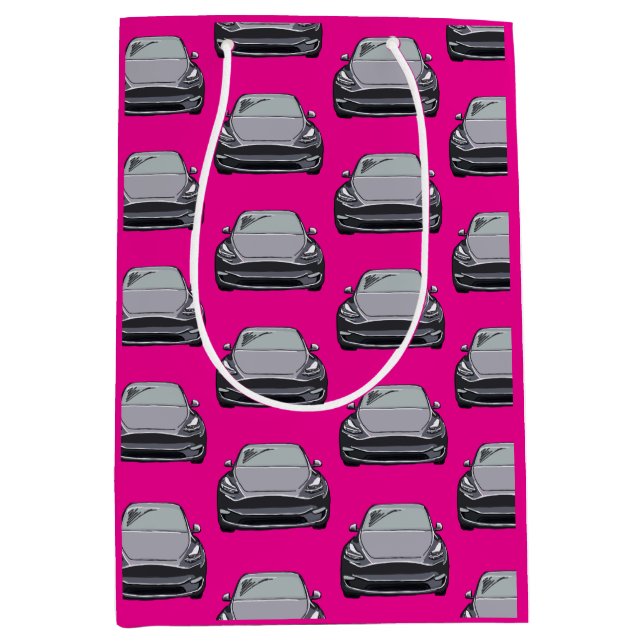 Light Grått Electric Fordon SUV Rosa Backgroun (Framsidan)