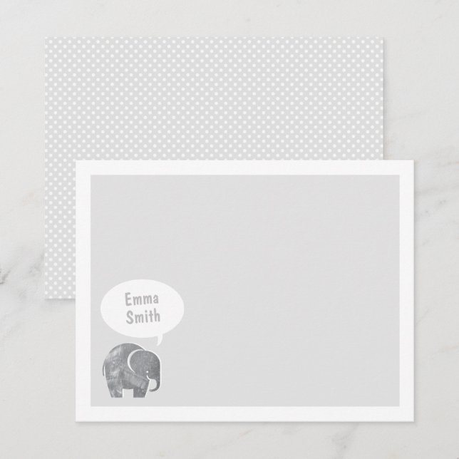 Light Grått Elephant Kids Personal Stationery Inbjudningar (Fram/baksida)
