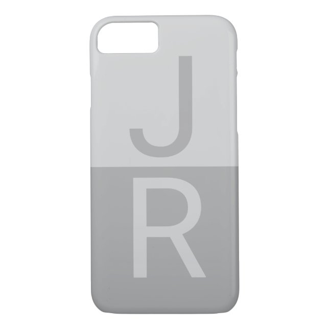 Light Grått & Grått Modern Initialer Monogram Case-Mate iPhone Skal (Baksida)