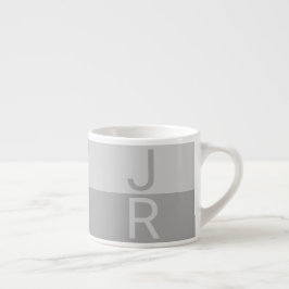 Light Grått & Grått Modern Initialer Monogram Espressomugg