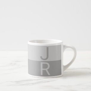 Light Grått & Grått Modern Initialer Monogram Espressomugg