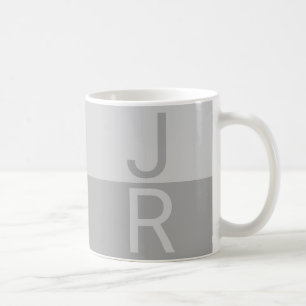 Light Grått & Grått Modern Initialer Monogram Kaffemugg