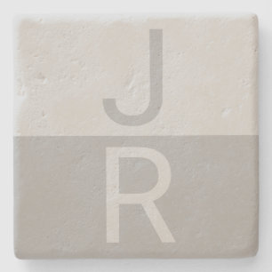Light Grått & Grått Modern Initialer Monogram Stenunderlägg