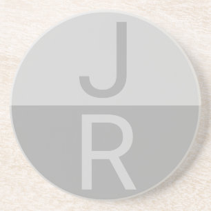 Light Grått & Grått Modern Initialer Monogram Underlägg