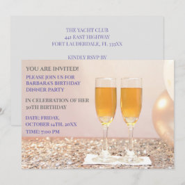 Light grått guld 30års födelsedag champagne inbjudningar