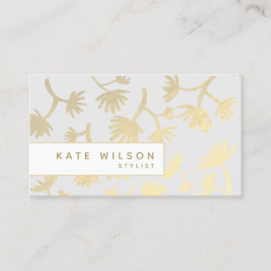 Light Grått Guld Blommönster Designer Visitkort