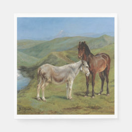 Light Grått Horse in a Fält (hästdjur) Pappersservett