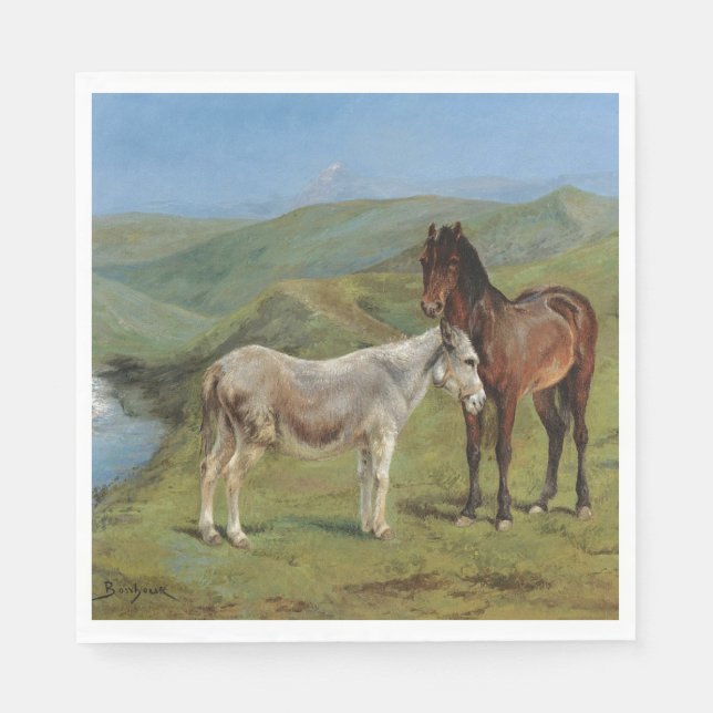 Light Grått Horse in a Fält (hästdjur) Pappersservett (Framsidan)