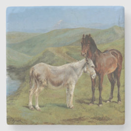 Light Grått Horse in a Fält (hästdjur) Stenunderlägg