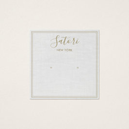 Light Grått Linen Namnteckning Visningen Stud Earr Fyrkantigt Visitkort