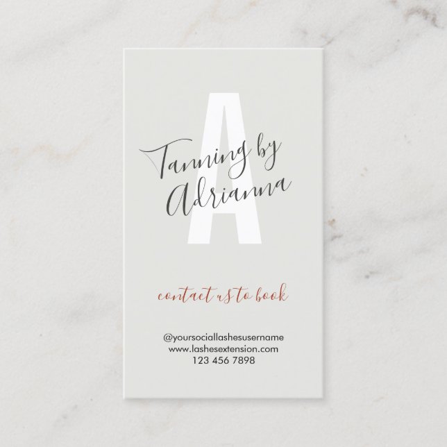 Light Grått Makeup Salon Spray Tan-eftervård Visitkort (Framsida)