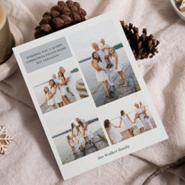 Light Grått Modern Neutralt 4 Photo Elegant Julkort