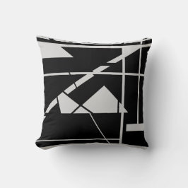 Light Grått Origami on Black Geometric Abstrakt Kudde