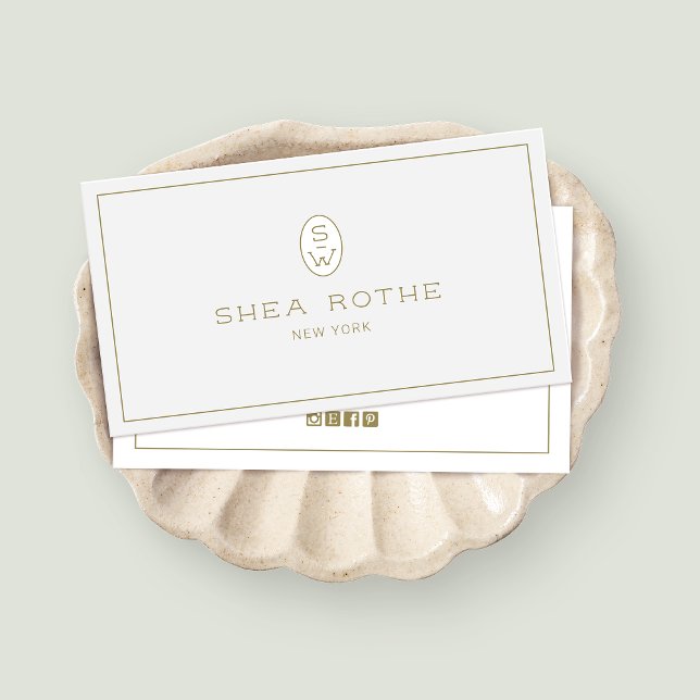 Light Grått Professionell Modern 2 Brev Monogram Visitkort (Skapare uppladdad)