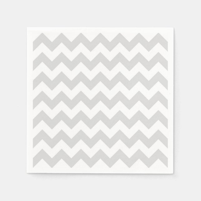Light Grått White Chevron Zig-Zag Mönster Pappersservett (Framsidan)