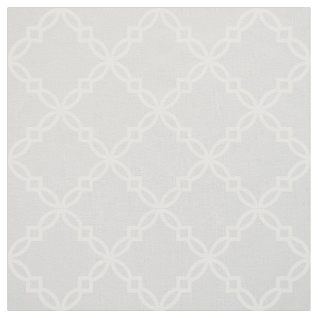 Light Grått, White Finare Moroccan Quatrefoil Tyg (Provkarta)