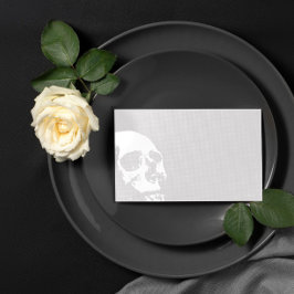 Light Grått White Skull Goth Bröllop Placeringskort