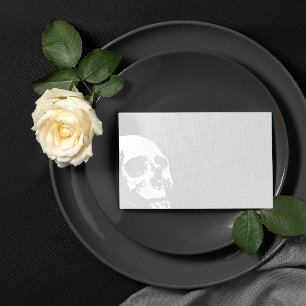 Light Grått White Skull Goth Bröllop Placeringskort