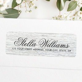 Light grått wood grain calligraphy-skript adress returadress etikett