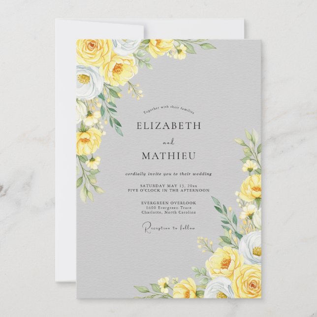 Light Gray Radiant Botanical Wedding Inbjudningar (Framsida)