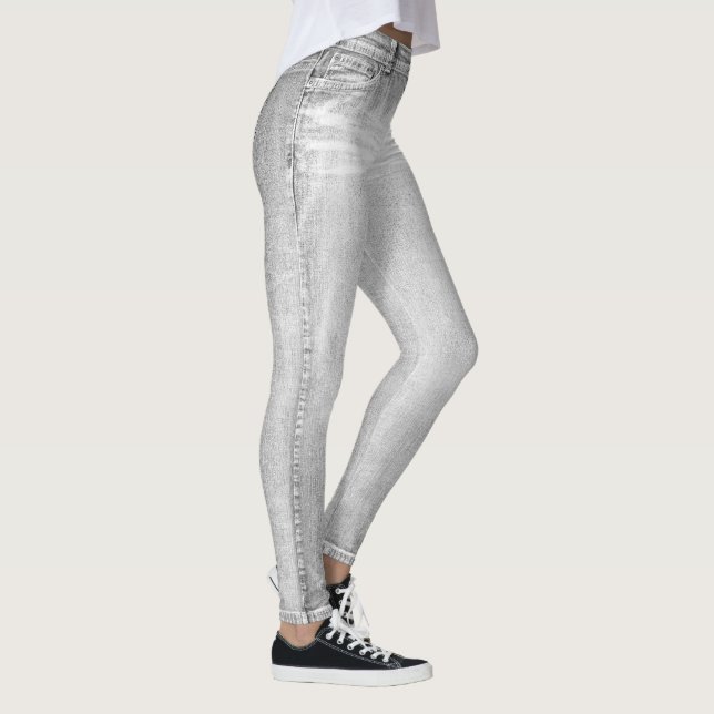 Light Gray Wash Jeans All-Over Printed Leggings (Höger)