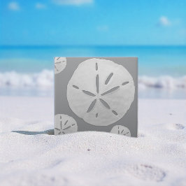 Light Gray & White Tropical Beach Sand Dollar Kakelplatta