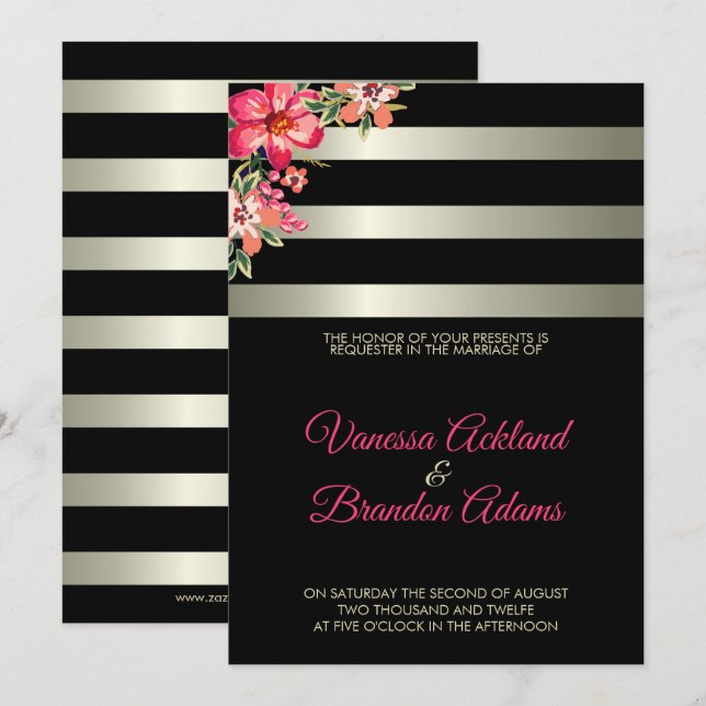 Light Grayish and Black Rand Bröllop Inbjudningar (Fram/baksida)