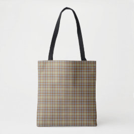 Light Green Blue Brown Plaid Tartan Tote Bag Tygkasse