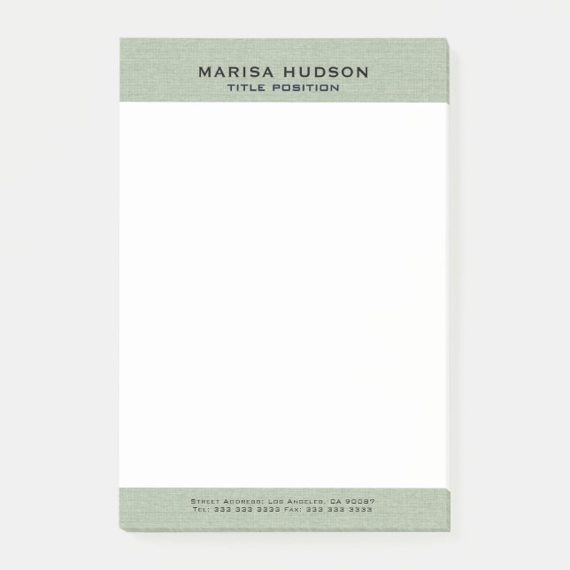 Light green Linen Fabric Texture Post-it Block (Framsida)