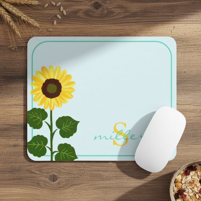  Light Green Mouse Pad with Sunflower Musmatta (Skapare uppladdad)