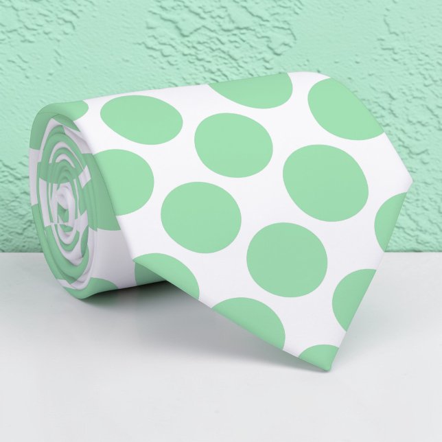 Light Green Polka Dots on White Custom Necktie Slips (Skapare uppladdad)