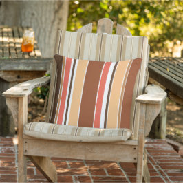 Light Gult Coral Red Mörk Brown White Rand Kudde