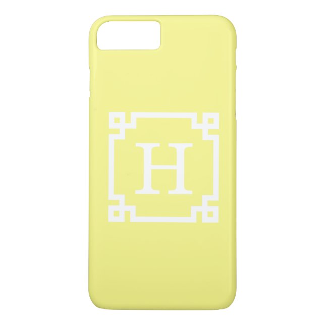 Light Gult Grekiska Nyckel Ram #2 Initial Monogram Case-Mate iPhone Skal (Baksida)