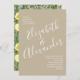 Light Gult & Khaki Ecru Ro Blommigt Bröllop Inbjudningar