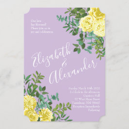 Light Gult & Lilac Lila Ro Blommigt Bröllop Inbjudningar