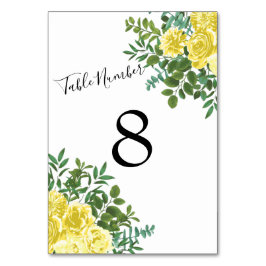 Light Gult Pastel Peony & Ro Blommigt Bröllop Bordsnummer