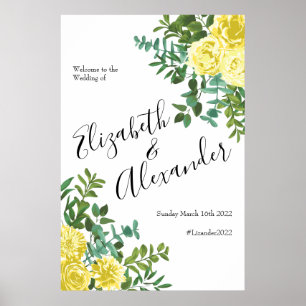 Light Gult Pastel Peony Ro Blommigt Bröllop Poster