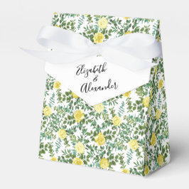 Light Gult Pastel Peony & Ro Blommigt Bröllop Presentaskar