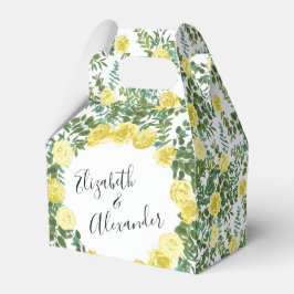 Light Gult Pastel Peony & Ro Blommigt Bröllop Presentaskar