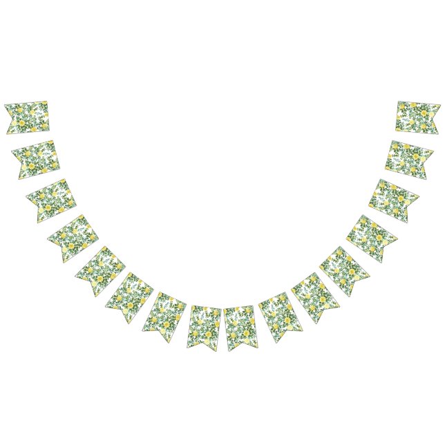 Light Gult Pastel Peony & Ro Blommigt Bröllop Vimplar (Alla)